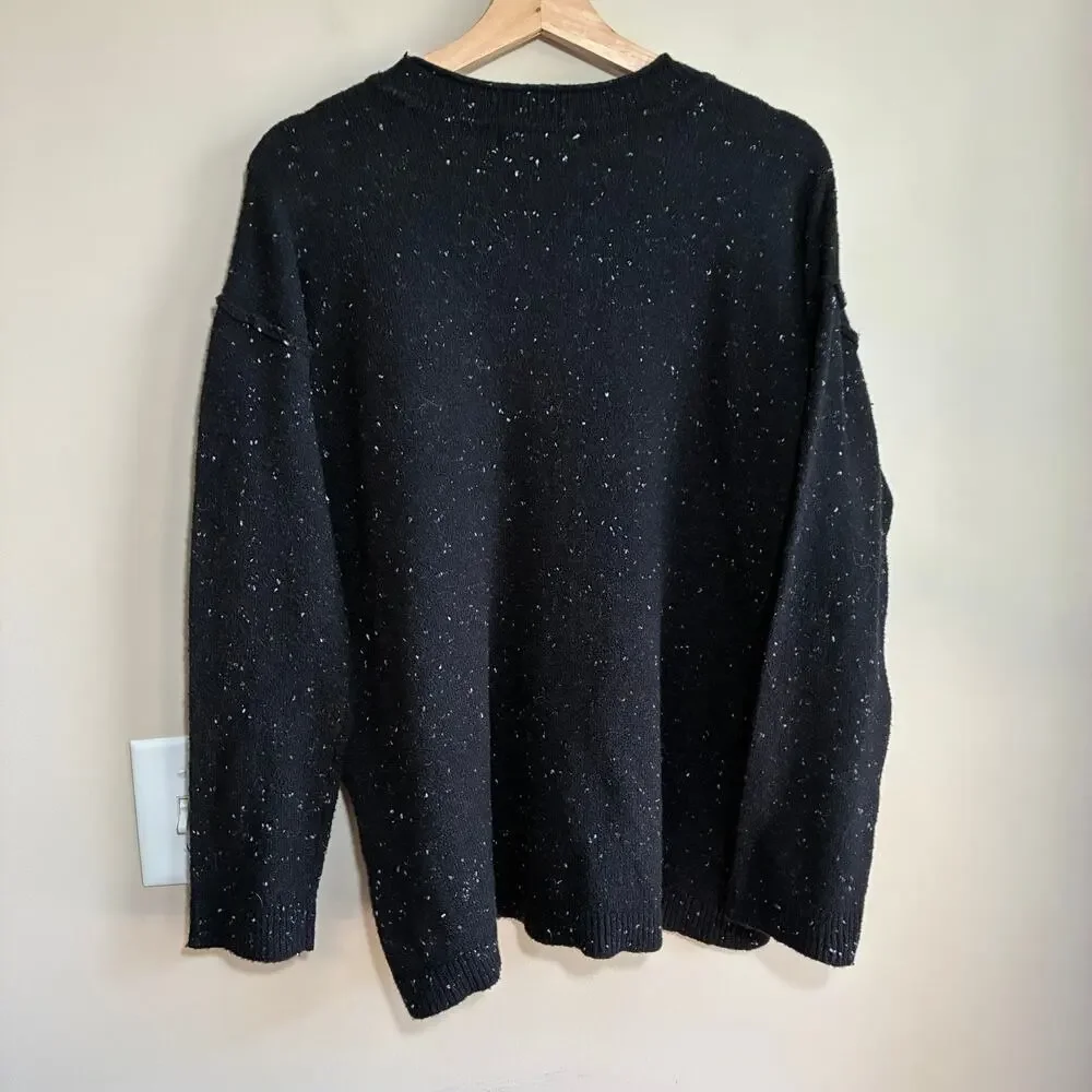 NWT DKNY Jeans black pullover crewneck knit sweater women's size L $89 MSRP